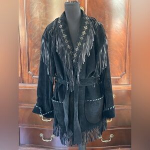 Patricia Wolf genuine suede black western theme jacket.